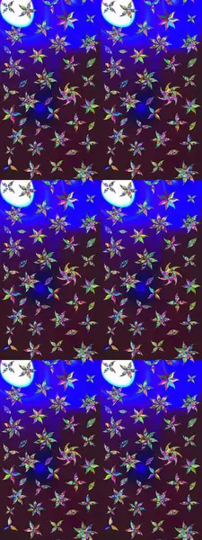 Çiçekli yumuşak bir eskiz şekli. Raster illüstrasyonu. Raster çiçekleri klasik tarzda çizilmiş. Yumuşak, bahar çiçekleri kahverengi ve mavi renklerde.