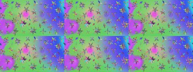 Elle çizilmiş sonbahar çiçeği deseni. Doodle tarzı. Tekstil ve kapak tasarımı için mükemmel. Yeşil ve mor renkli çiçekler. Renkli yeşil ve mor çizim deseni.