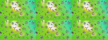 Çiçek desenli raster, yeşil ve nötr çizgi grafik desenli soyut raster arkaplan. Modern stil dokusu.