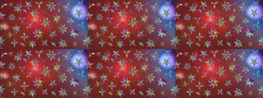 Hediye ambalaj kağıdı, tebrik kartları, posterler ve pankart tasarımı. Kahverengi ve kırmızı renkte çiçekler. Raster düz çiçek çizim deseni.