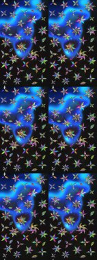 Tekstil, kumaş, kapaklar, duvar kağıtları, baskı, naylon, koleksiyon defteri, örgü, dekupaj için güzel bir eskiz. Millefleur 'lar. Küçük gri ve mavi renkte güzel bir besin torbası deseni, çiçekler..