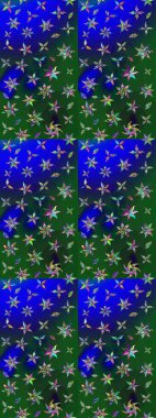 Raster illüstrasyonu. Renkli çizim kalıbı. Çiçek arkaplan. Mavi ve yeşil renkli şirin tekstil tarzında. Çiçek duvar kağıdı.