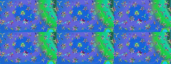Moda baskıları için zarif bir şablon. Halk tarzı. Parlak renkli çiçekleri olan ve mavi ve yeşil renkli yaprakları olan harika bir çiçek deseni. Modern çiçek arkaplanı.
