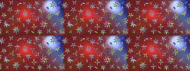 Renkli Yaz Temalı eskiz kalıbı. Düz Çiçek Elementleri Tasarımı. Raster Illustrasyon 'daki Çiçek Deseni' nin son moda çizimi. Kahverengi ve kırmızı renkte çiçekler.