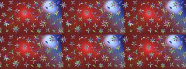 Renkli Yaz Temalı eskiz kalıbı. Düz Çiçek Elementleri Tasarımı. Raster Illustrasyon 'daki Çiçek Deseni' nin son moda çizimi. Kahverengi ve kırmızı renkte çiçekler.