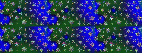 Raster. Mavi ve yeşil renkli güzel çiçekli eskiz deseni, suluboya çiçek deseni, duvar kağıdı, kart veya kumaş için fayanslı.