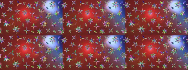 Renkli Yaz Temalı eskiz kalıbı. Düz Çiçek Elementleri Tasarımı. Raster Illustrasyon 'daki Çiçek Deseni' nin son moda çizimi. Kahverengi ve kırmızı renkte çiçekler.