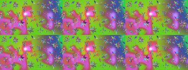 Raster illüstrasyonu. Chichi 'nin kumaş kalıbını çiz. Renkli Bahar Teması eskiz kalıbı. Çiçek deseni. Düz Çiçek Elementleri Tasarımı.