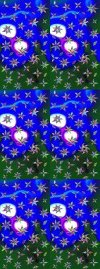 Yumuşak, yaz çiçekli arka plan. Çiçekli karalama şeklinde Raster çiçek deseni. Mavi ve yeşil renkte çiçekler.