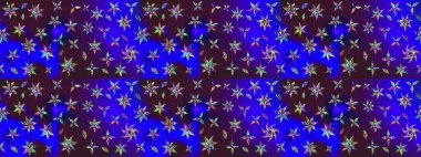 Düz Çiçek Elementleri Tasarımı. Mavi ve kahverengi renkte çiçekler. Renkli Yaz Temalı eskiz kalıbı. Çiçekli retro deseni çiz.