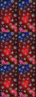 Düz Çiçek Elementleri Tasarımı. Raster illüstrasyonu. Chichi 'nin kumaş kalıbını çiz. Renkli Bahar Teması eskiz kalıbı. Çiçek deseni.