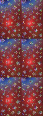 Retro tekstil tasarım koleksiyonu. Çiçekli ipek eşarp. 1950-1960 motifleri. El çizimi çiçek unsurları olan soyut çizim raster deseni. Kahverengi ve kırmızı üzerine kahverengi ve kırmızı.