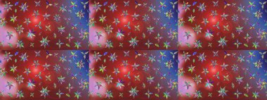 Renkli Bahar Teması eskiz kalıbı. Düz Çiçek Elementleri Tasarımı. Raster Modaya uygun kumaş deseni. Kahverengi ve kırmızı renkli şirin çiçek deseni.