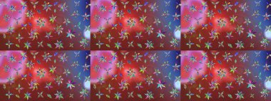 Çizim kalıbı. Renkli süs kenarı. Raster illüstrasyonu. Kahverengi ve kırmızı renklerde. Çiçek duvar kağıdı. Hint süsü..