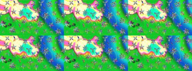 Moda baskıları için zarif bir şablon. Parlak renkli çiçekleri ve yeşil ve mavi renkli yaprakları olan harika bir çiçek deseni. Halk tarzı. Modern çiçek arkaplanı.