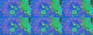 Süslü kumaş deseni. Raster illüstrasyonundaki çiçek desenli çizim. Renkli Bahar Teması eskiz kalıbı. Düz Çiçek Elementleri Tasarımı.