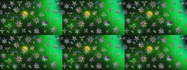 Çizim çiçek deseni duvar kâğıdı olarak kullanılabilir. Yeşil ve gri renkli çiçekler. Raster illüstrasyonu.