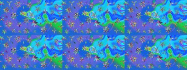 Mavi ve mor renkli çiçekler. Küçük çiçekte sevimli çiçek deseni var..