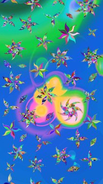 Küçük çiçekteki sevimli çiçek deseni. Raster illüstrasyonu. Çizim.