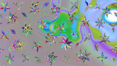 Raster illüstrasyonu. Gri ve nötr renklerde zarif çiçekli suluboya. Renkli Bahar Teması eskiz kalıbı. Düz Çiçek Elementleri Tasarımı.