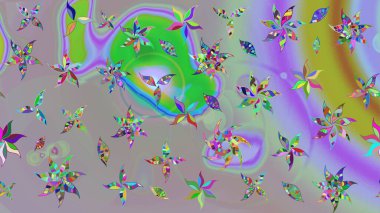 Vadinin gri ve nötr renklerinde çiçekleri. Soyut etnik raster çizim kalıbı. Çiçekler..