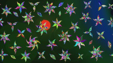 Hediye ambalaj kağıdı, tebrik kartları, posterler ve pankart tasarımı. Raster düz çiçek çizim deseni. Mavi ve gri renkte çiçekler.