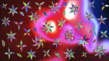 Soyut etnik raster çizim kalıbı. Arkaplan dokusu, duvar kağıdı, kahverengi ve kırmızı renkli çiçek teması. Kabile sanatı boho baskısı, klasik çiçek arkaplanı.