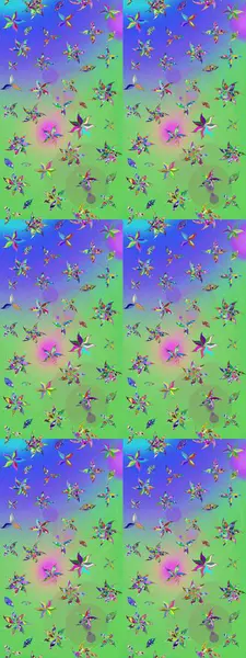 Küçük çiçekteki sevimli çiçek deseni. Yeşil ve mor renkte çiçekler.