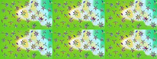 Düz Çiçek Elementleri Tasarımı. Yazdır. Renkli Yaz Temalı eskiz kalıbı. Güzel kumaş deseni. Raster çiçekli arka plan. Güzel çizim şekli..