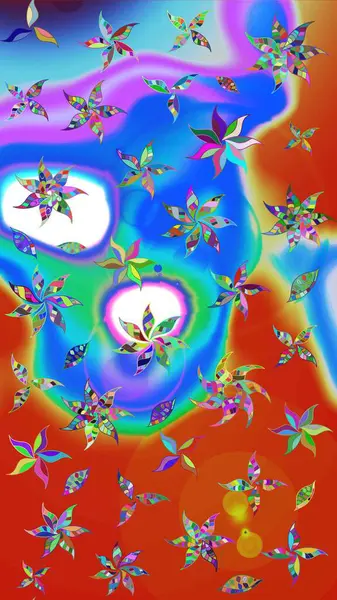 Chichi 'nin kumaş kalıbını çiz. Renkli Bahar Teması eskiz kalıbı. Çiçek deseni. Raster illüstrasyonu. Düz Çiçek Elementleri Tasarımı.