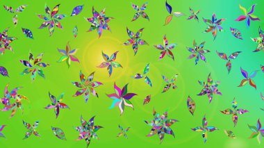 Yeşil ve sarı renkli çiçekler. Küçük çiçekte sevimli çiçek deseni var..