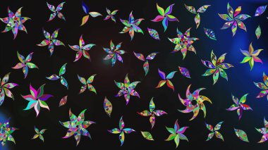 Çiçek buketleriyle klasik bir eskiz şekli. Raster illüstrasyonu. Gri ve mavi renklerde.