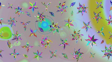 Renkli Bahar Teması eskiz kalıbı. Düz Çiçek Elementleri Tasarımı. Raster..