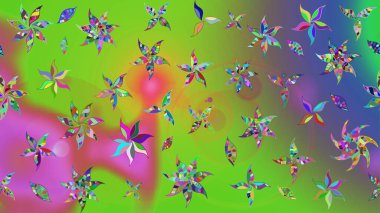 Egzotik çiçekler, yeşil ve mor renkler üzerine botanik ve parlak klasik doğa. Klasik tropikal doğal elementlerin suluboya seti. Raster illüstrasyonu.