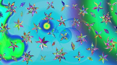 Çiçek deseni. Raster güzel kumaş deseni çiziyor. Düz Çiçek Elementleri Tasarımı. Renkli Bahar Teması çizim şablonu.