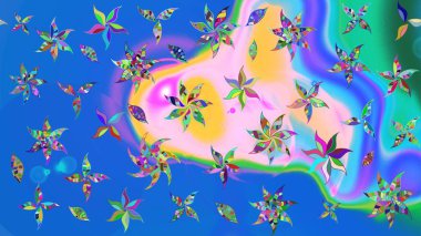 Çocuk stili. Renkli Bahar Teması eskiz kalıbı. Düz Çiçek Elementleri Tasarımı. Çiçekli çizim raster arkaplanı.