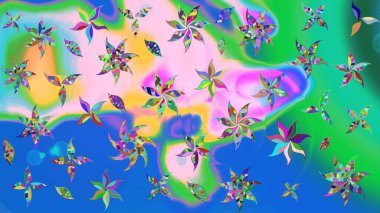 Eskiz arkaplan modeli. Vadinin çiçekleri mavi ve yeşil renklerde. Raster - stok. Suluboya, elle çizilmiş.