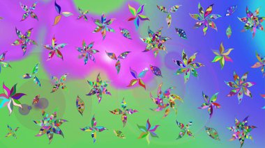 Güzel kumaş deseni. Raster illüstrasyonu. Renkli Bahar Teması eskiz kalıbı. Asya tekstil tarzında. Düz Çiçek Elementleri Tasarımı. Çiçek desenini çiz.