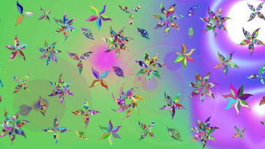 Raster çiçek izi. Çiçek yeşili ve menekşe eskiz deseni. Klasik taslak çizimi.