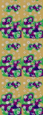 Raster. Sarı ve yeşil renkli güzel çiçekli çizim deseni, suluboya çiçek deseni, duvar kağıdı, kart veya kumaş için fayanslı..