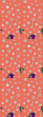 Çiçekler turuncu ve nötr renklerde. Küçük çiçekte sevimli çiçek deseni var..