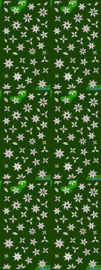 Raster illüstrasyonundaki çiçek desenli çizim. Yeşil ve nötr renkte çiçekler.