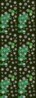 Düz Çiçek Elementleri Tasarımı. Raster Illustrasyon 'daki Çiçek Deseni' nin son moda çizimi. Güzel kumaş deseni. Renkli Yaz Teması çizim şablonu.