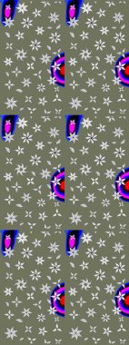 Renkli Bahar Teması eskiz kalıbı. Yeşil ve nötr renklerde çiçekler. Sevimli çiçek raster deseni. Düz Çiçek Elementleri Tasarımı.