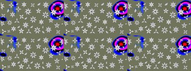 Nazik romantik baskı. Bahar mevsimi. Tatil havası. Raster güzel bir çiçek deseni çizmiş. Yeşil ve nötr renkte çiçekler.