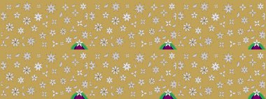 Raster Çiçek İllüstrasyonu 'nun şirin tekstili. Sarı ve nötr renklerdeki etnik çiçeklerle zarif eskiz deseni.