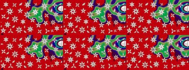 Küçük çiçekteki sevimli çiçek deseni. Raster illüstrasyonu. Kırmızı ve nötr renkte çiçekler.