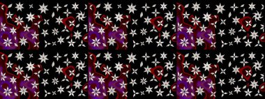 Küçük çiçekteki sevimli çiçek deseni. Yumuşak, yaz çiçekleri siyah ve nötr renklerde. Raster deseni. Raster illüstrasyonu.