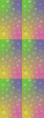 Tarafsız ve yeşil renklerde çiçekler. Raster düz çiçek çizim deseni. Tasarım hediye paketi, tebrik kartları, posterler ve afiş tasarımı.