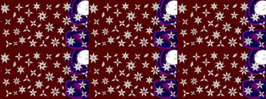 Çizim kalıbı. Renkli süs kenarı. Raster illüstrasyonu. Hint süsü. Kırmızı ve nötr renklerde. Çiçek duvar kağıdı.